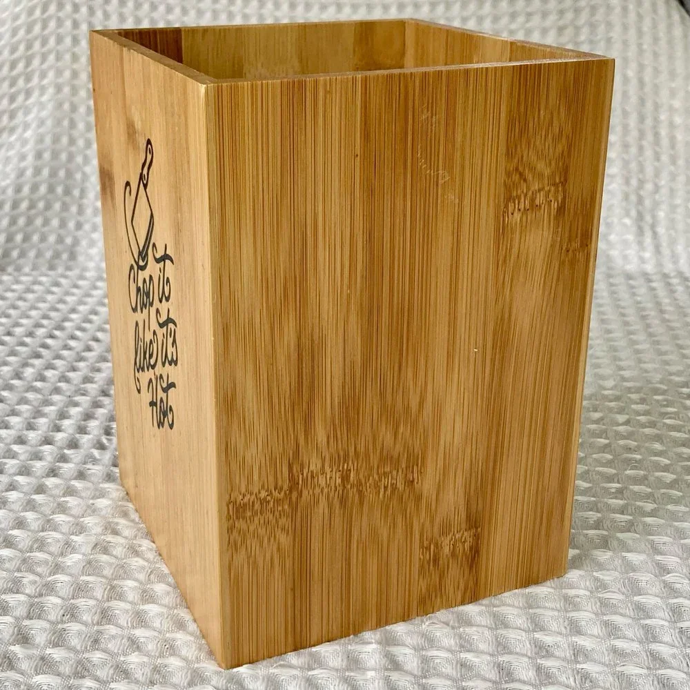 BAMBOO Kitchen Utensil Holder Chop it Like it's Hot 5